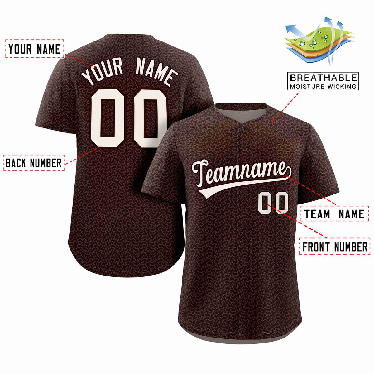 Custom Brown Cream Texture Graffiti Pattern Personalized Authentic Baseball Jersey Limited