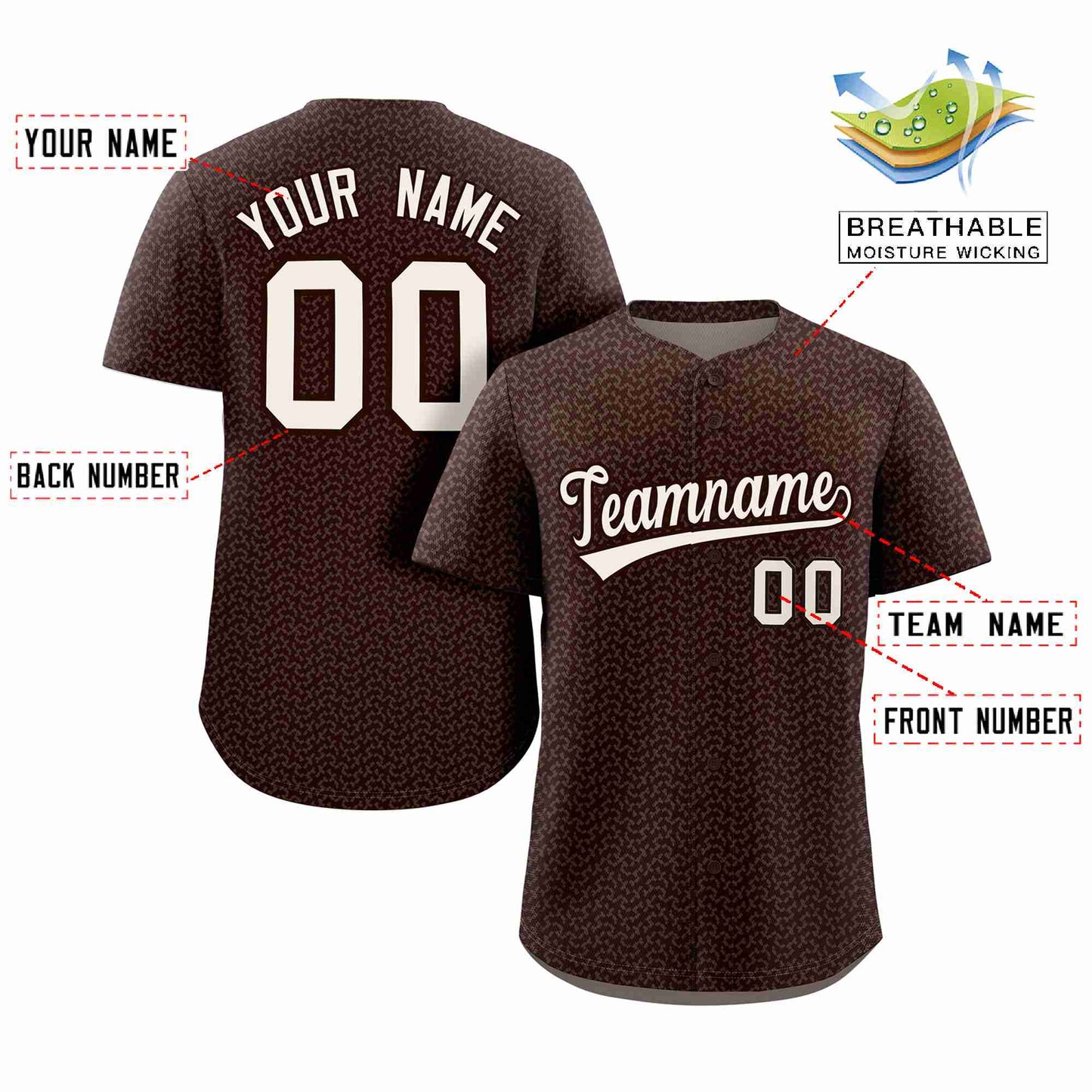 Custom Brown Cream Texture Graffiti Pattern Personalized Authentic Baseball Jersey Limited