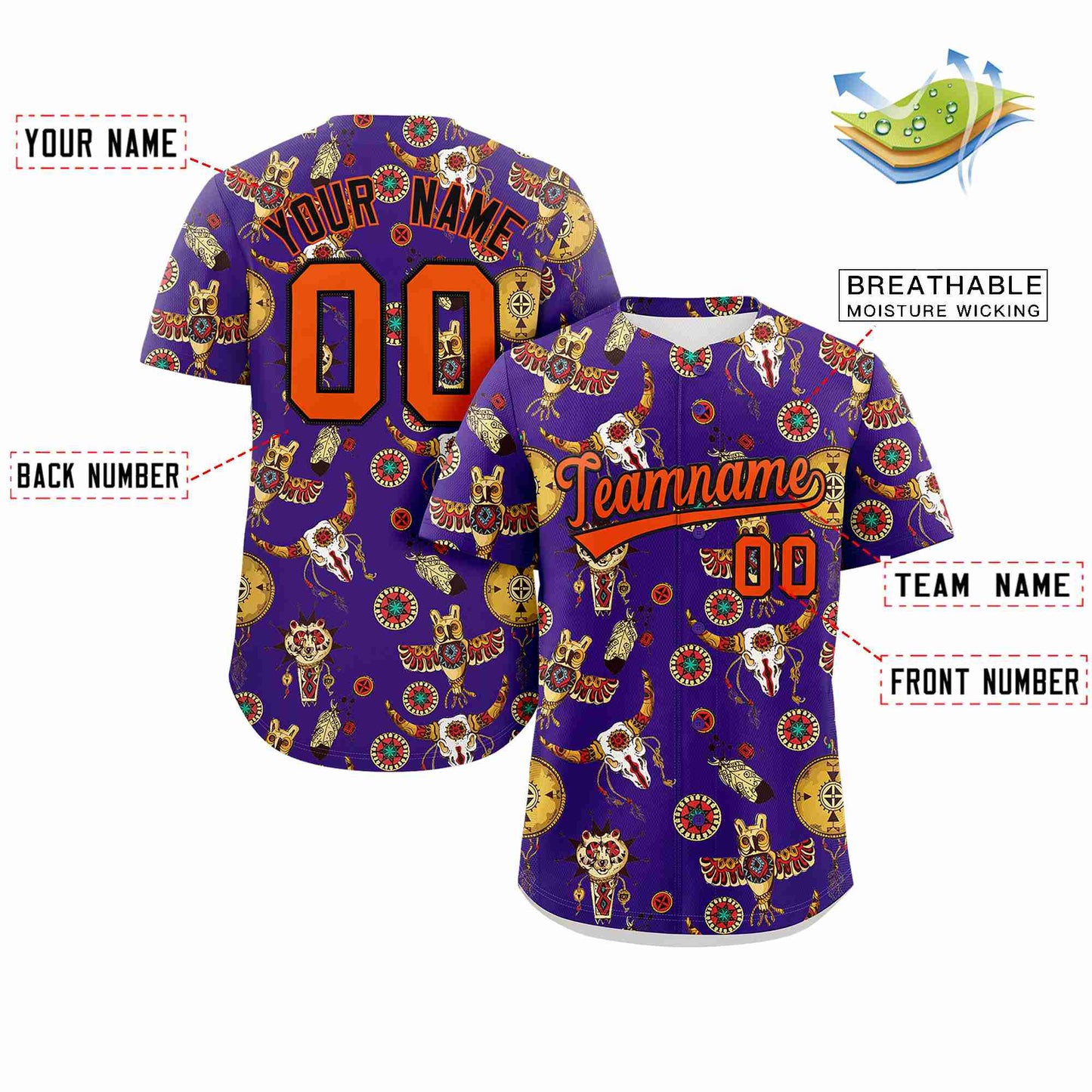 Custom Purple 3D Graffiti Pattern Personalized Design Authentic Baseball Jersey Limited
