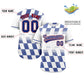 Custom White Royal Grid Speckles Color Block Design Authentic Baseball Jersey Limited