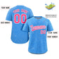Custom Powder Blue Cream Line Art Graffiti Pattern Design Authentic Baseball Jersey Limited