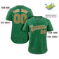 Custom Kelly Green Old Gold Line Art Graffiti Pattern Design Authentic Baseball Jersey Limited