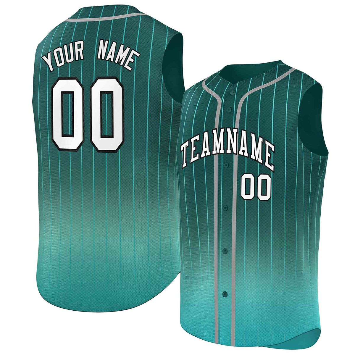 Custom Aqua Light Green Gradient stripe Fashion Authentic Sleeveless Baseball Jersey Limited