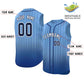 Custom Light Blue Navy Gradient stripe Fashion Authentic Sleeveless Baseball Jersey Limited