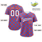 Custom Royal Red Square Grid Color Block Design Authentic Baseball Jersey Limited