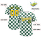 Custom White Green Square Grid Color Block Design Authentic Baseball Jersey Limited