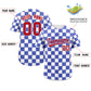 Custom Royal White Square Grid Color Block Design Authentic Baseball Jersey Limited