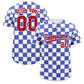 Custom Royal White Square Grid Color Block Design Authentic Baseball Jersey