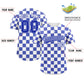 Custom White Royal Square Grid Color Block Design Authentic Baseball Jersey Limited