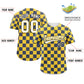 Custom Gold Navy Square Grid Color Block Design Authentic Baseball Jersey Limited