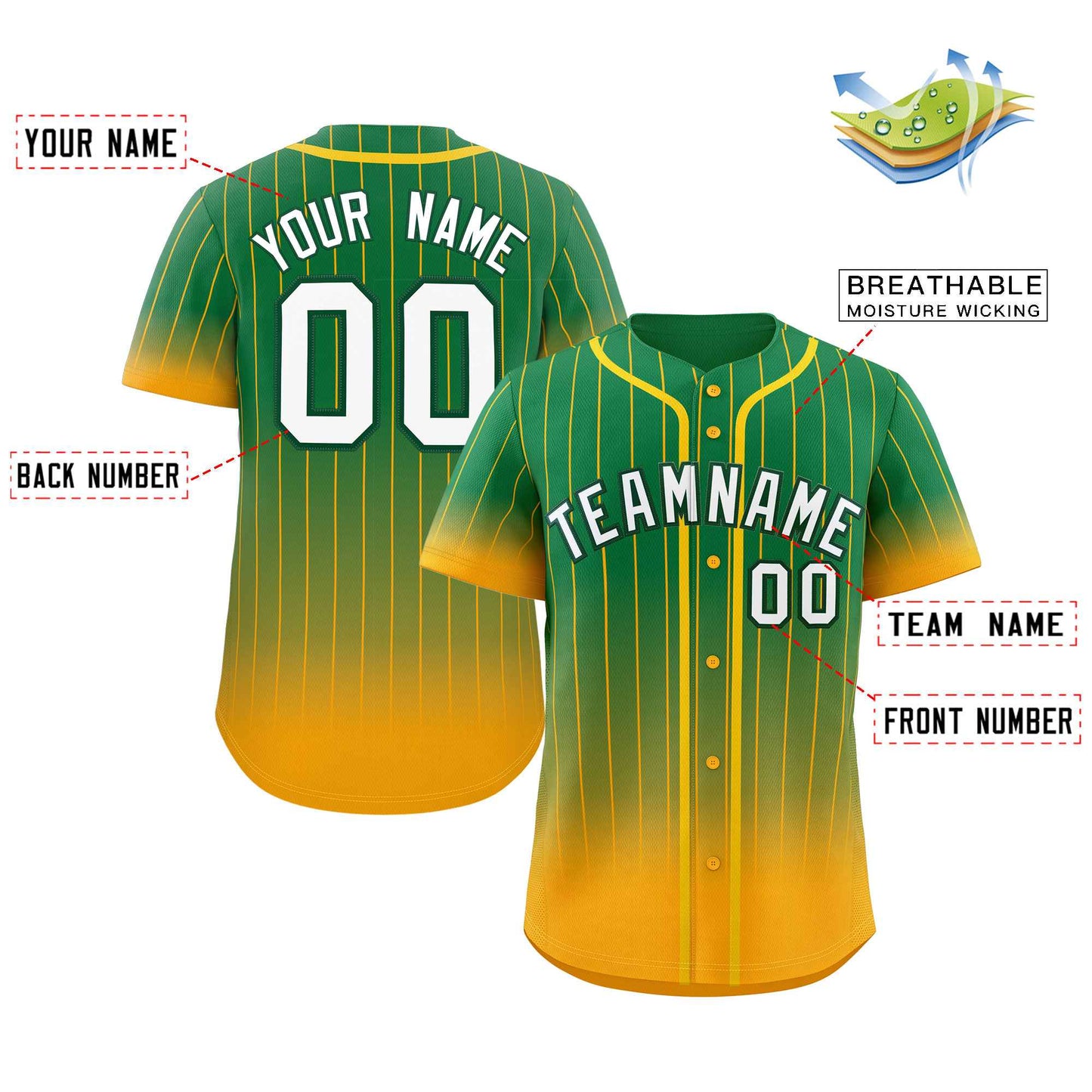 Custom Teal Yellow-White Gradient Stripe Fashion Authentic Baseball Jersey Limited