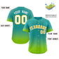 Custom Aqua Neon Green-Gold Gradient Stripe Fashion Authentic Baseball Jersey Limited