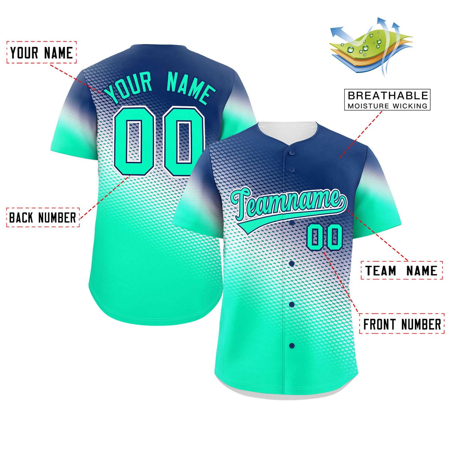 Custom Navy Neon Green Tiny Spot Gradient Fashion Authentic Baseball Jersey Limited