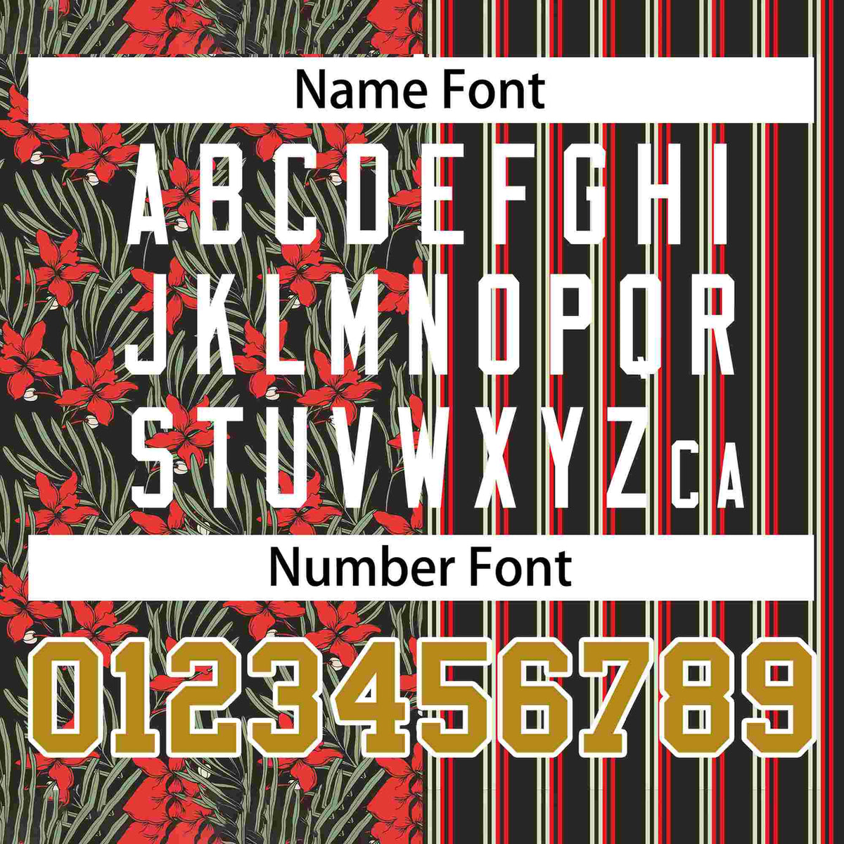 Custom Black Red-Old Gold Hawaii Tropical Flower Stripe Fashion Baseball Jersey Limited