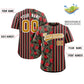 Custom Black Red-Old Gold Hawaii Tropical Flower Stripe Fashion Baseball Jersey Limited