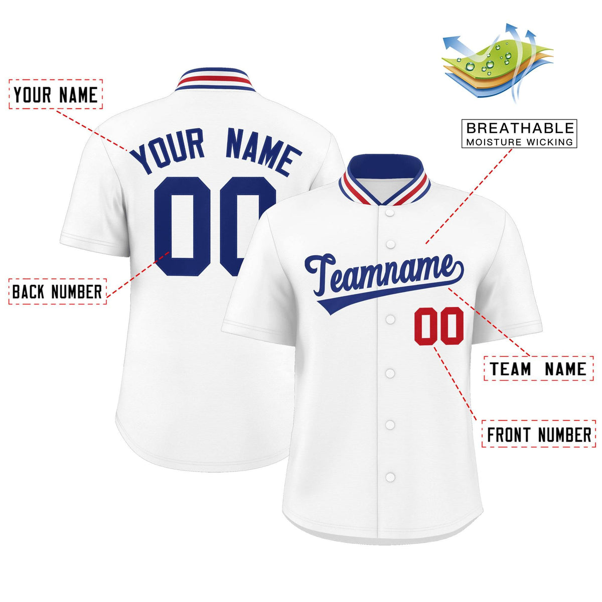 Custom White Classic Style Authentic Stand Collar Baseball Jersey Limited