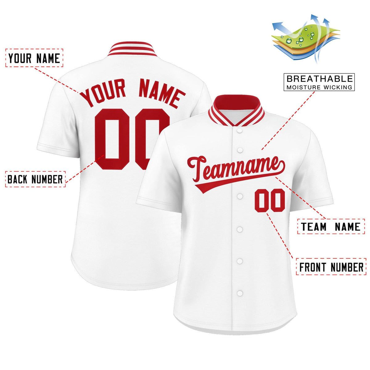 Custom White Classic Style Authentic Stand Collar Baseball Jersey Limited