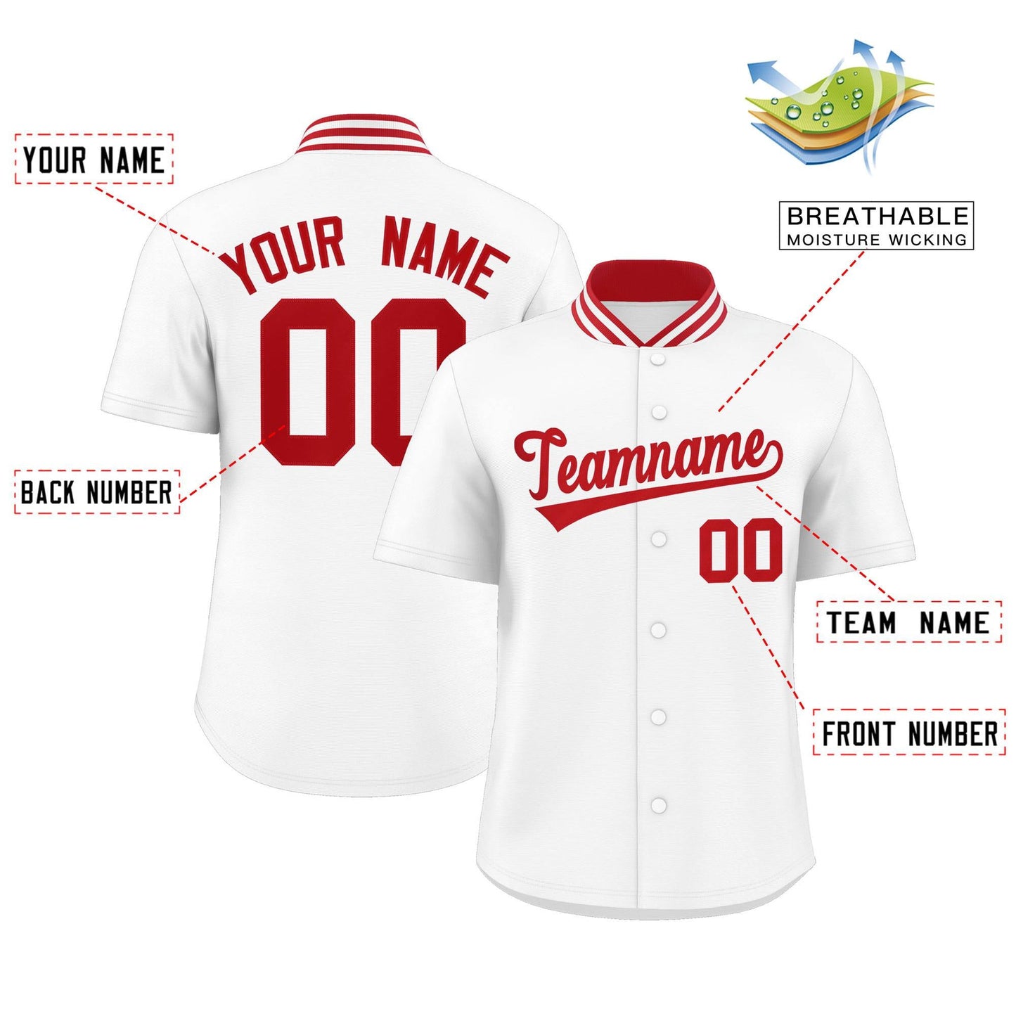 Custom White Classic Style Authentic Stand Collar Baseball Jersey Limited