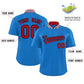 Custom Panther Blue Classic Style Authentic Stand Collar Baseball Jersey Limited