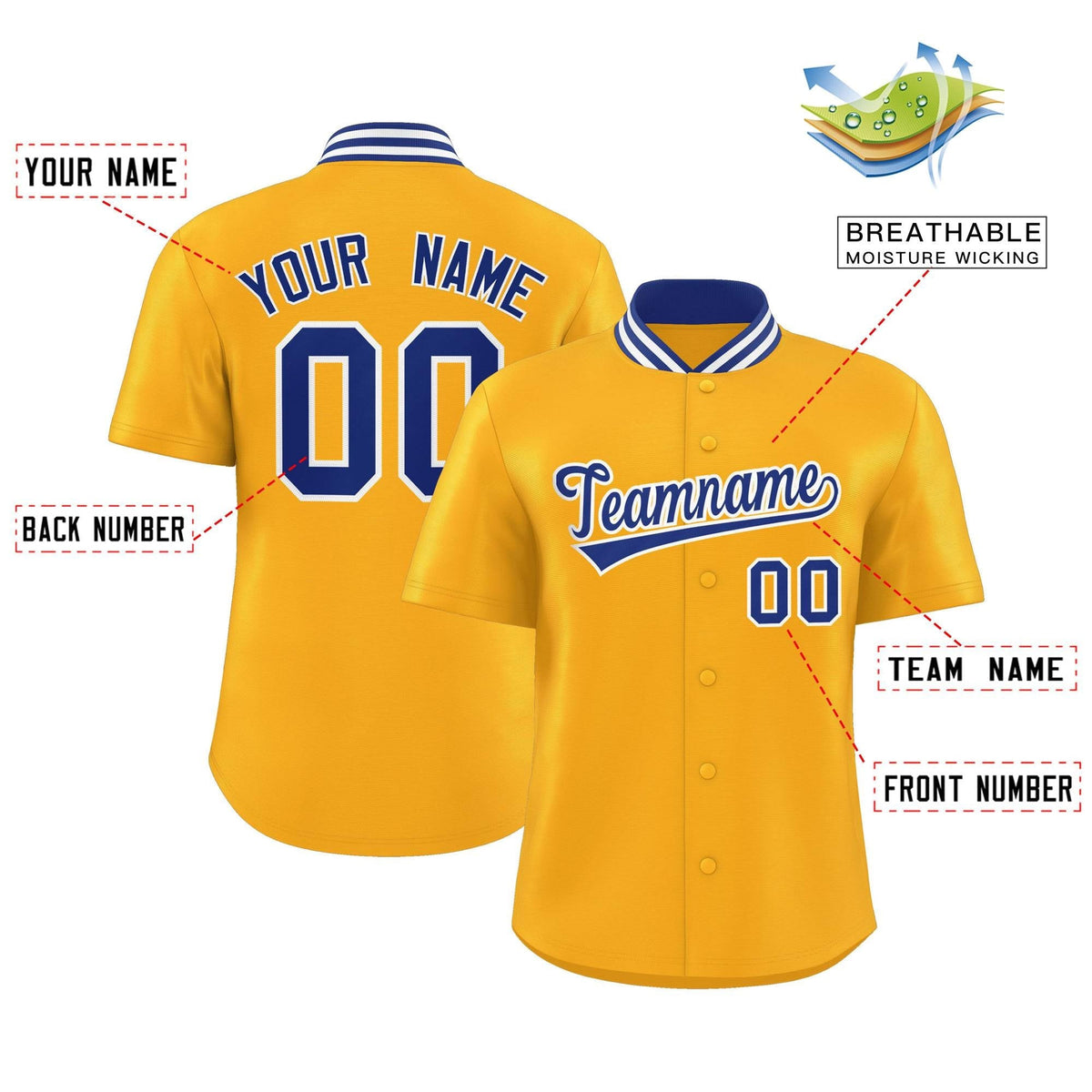 Custom Yellow Classic Style Authentic Stand Collar Baseball Jersey Limited