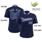 Custom Navy Classic Style Authentic Stand Collar Baseball Jersey Limited