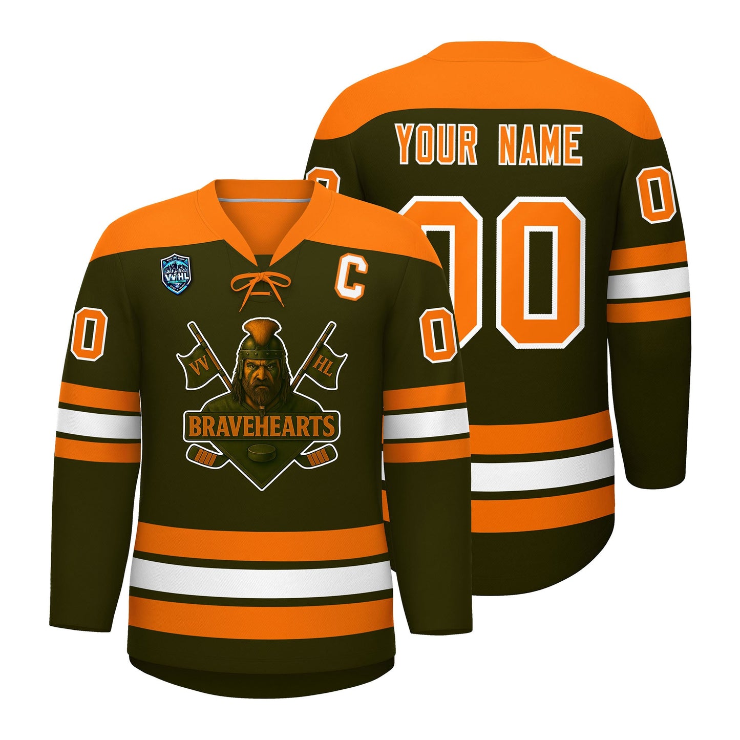 VVHL S7 Bravehearts Olive White Hockey Jersey