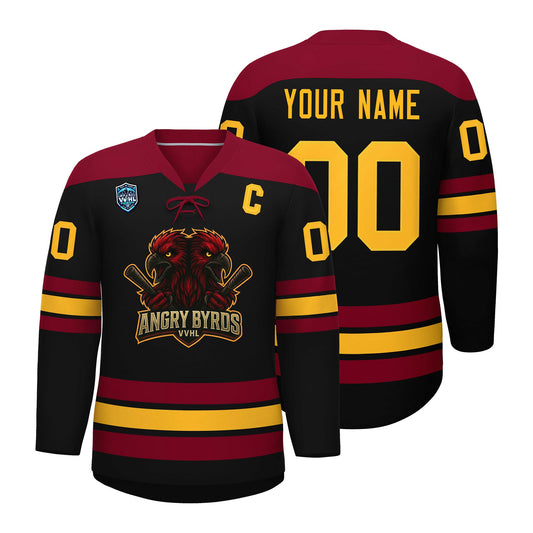 VVHL S7 Angry Byrds Black White Hockey Jersey