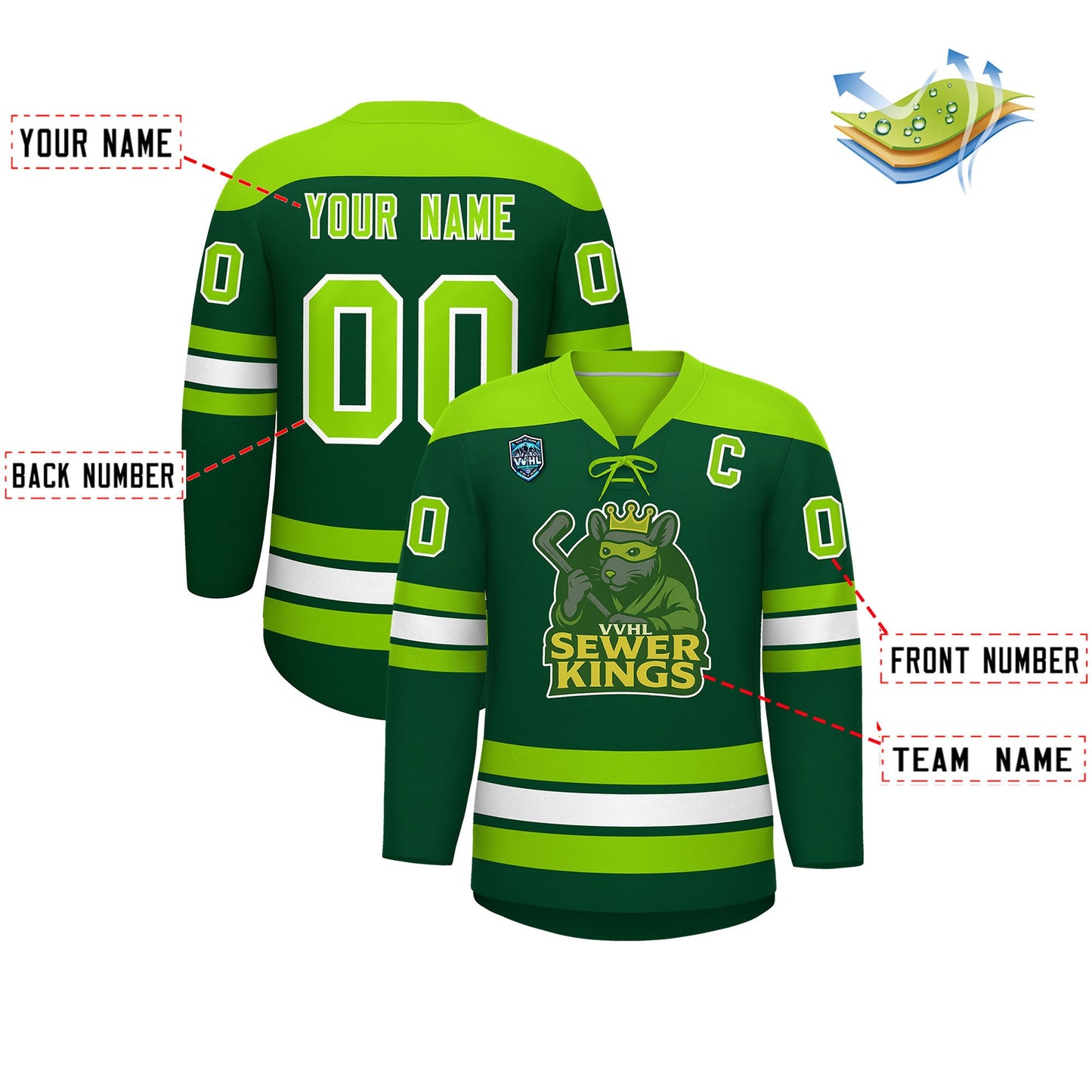 VVHL S7 Sewer Kings Brown White Hockey Jersey Limited