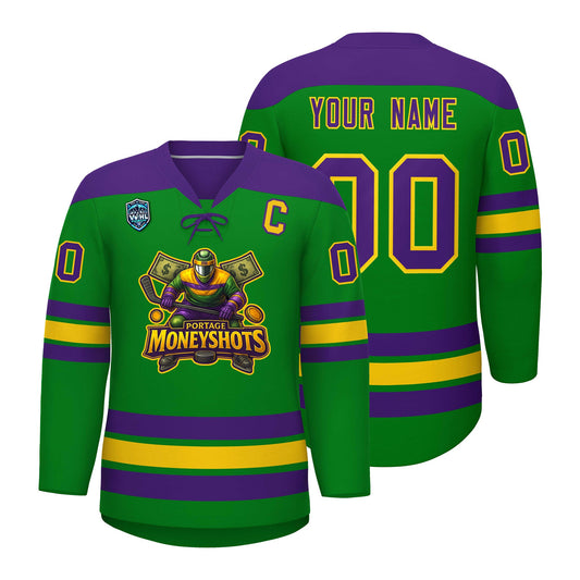 VVHL S7 Portage Moneyshots Green White Hockey Jersey
