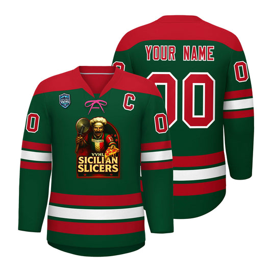 VVHL S7 Sicilian Slicers Green White Hockey Jersey