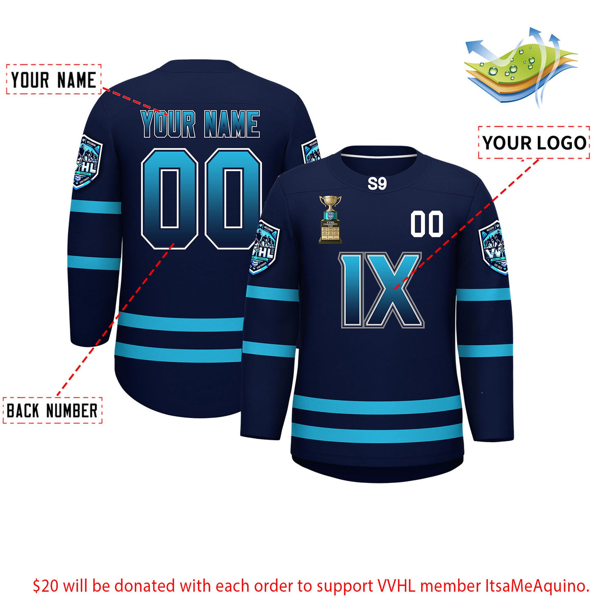 VVHL S9 Navy Hockey Jersey Limited