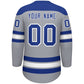 Custom Gray Royal White Personalized Classic Lace-Up Neck Hockey Jersey Limited