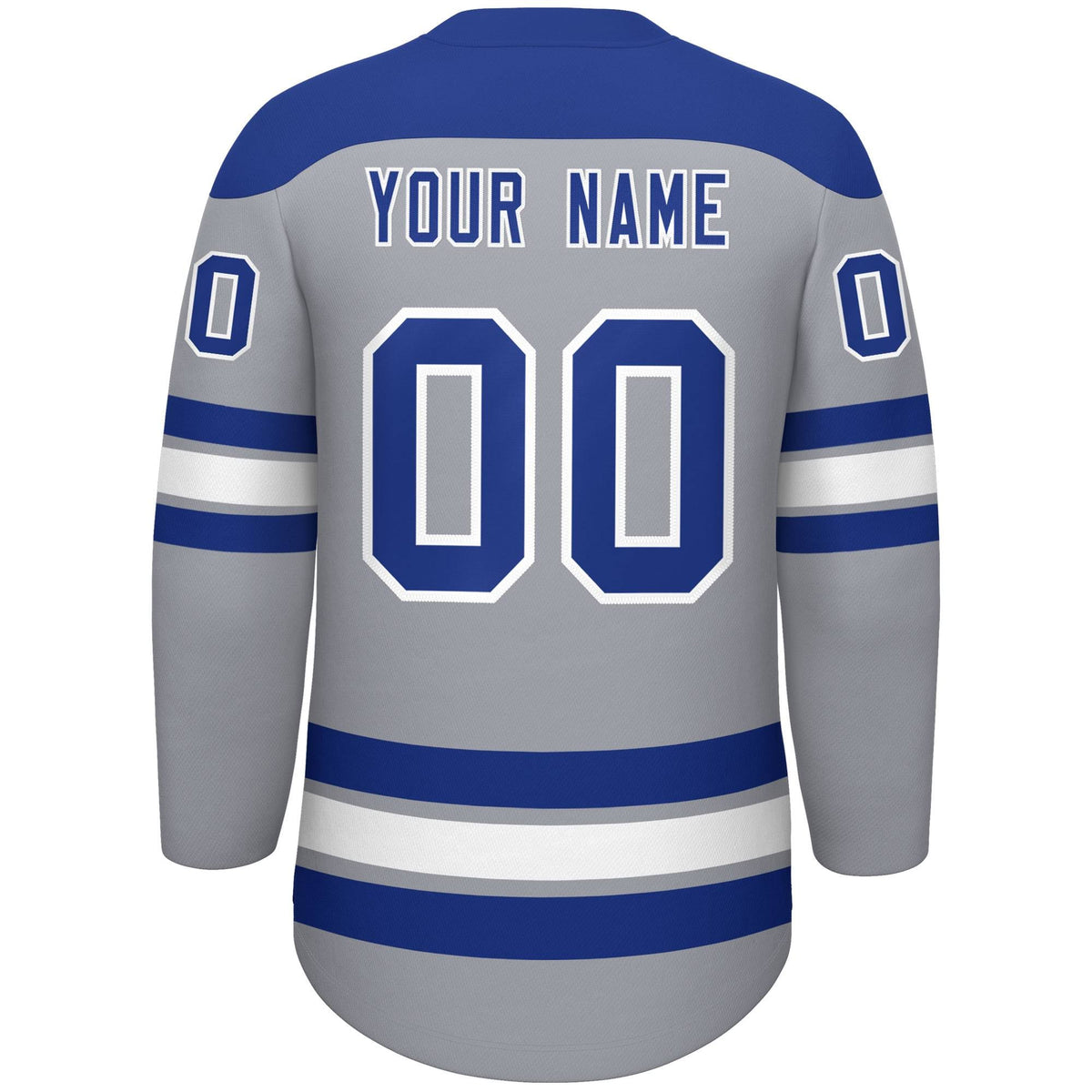 Custom Gray Royal White Personalized Classic Lace-Up Neck Hockey Jersey Limited
