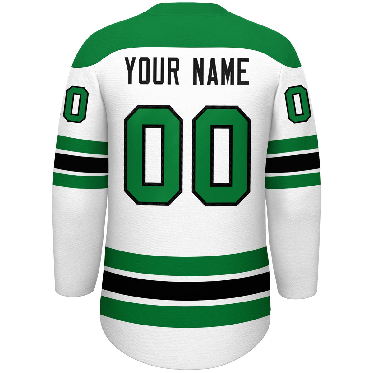Custom White Kelly Green Black Personalized Classic Lace-Up Neck Hockey Jersey Limited