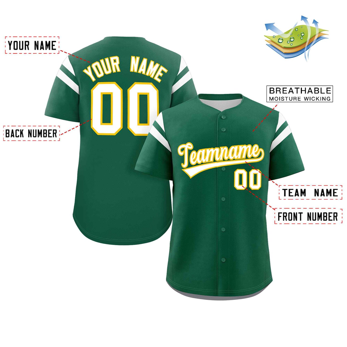 Custom Green White Classic Style Personalized Full Button Authentic Baseball Jersey Limited