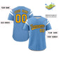 Custom Light Blue Yellow-White Classic Style Personalized Full Button Authentic Baseball Jersey Limited