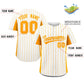Custom White Gold Stripe Fashion Design Full Button Authentic Baseball Jersey Limited