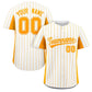 Custom White Gold Stripe Fashion Design Full Button Authentic Baseball Jersey