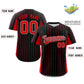 Custom Black Red Stripe Fashion Design Full Button Authentic Baseball Jersey Limited