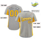 Custom Gray Gold Stripe Fashion Design Full Button Authentic Baseball Jersey Limited