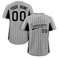 Custom Gray Black Stripe Fashion Design Full Button Authentic Baseball Jersey