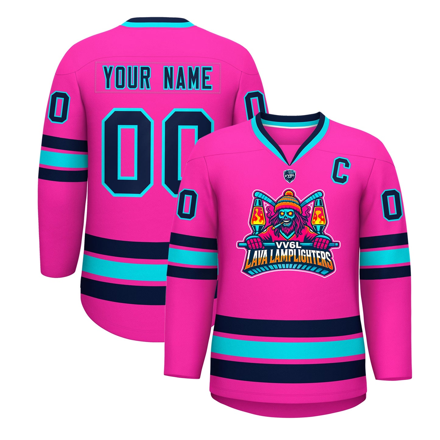 VV6L Custom LAVA LAMPLIGHTERS Pink Hockey Jersey