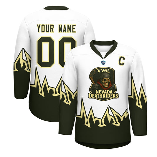 VV6L Custom NEVADA DEATHRIDERS White Hockey Jersey