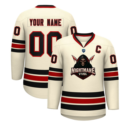 VV6L Custom NIGHTMARE Cream Hockey Jersey