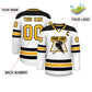 Custom White Black-Gold Personalized Classic V-Neck Hockey Jersey Limited