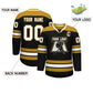 Custom Black Old Gold-White Personalized Classic V-Neck Hockey Jersey Limited