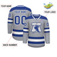Custom Gray Royal-White Personalized Classic V-Neck Hockey Jersey Limited