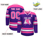 Custom Purple Pink-White Personalized Classic V-Neck Hockey Jersey Limited