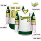Custom White Green-Yellow Personalized Raglan Sleeves V-Neck Hockey Jersey Limited