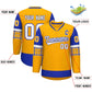 Custom Yellow Royal-White Personalized Raglan Sleeves V-Neck Hockey Jersey Limited